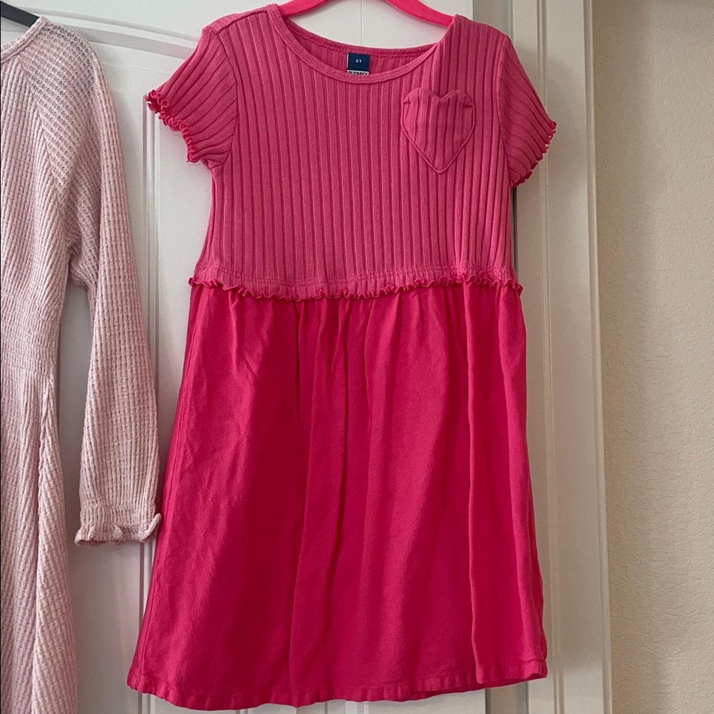 Old Navy Girls' Light Pink & Fuchsia Ribbed Long-Sleeve Dresses - Picture 10 of 13